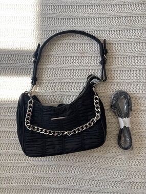 ALDO Acera Black Ruched Chain Shoulder Bag